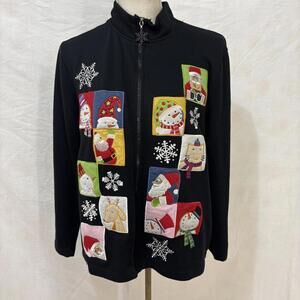 Onque casuals Christmas holiday zip up sweater